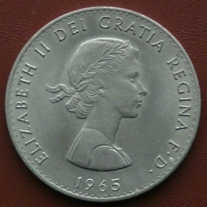 Image of the 1965 Winston Churchill Crown Obverse