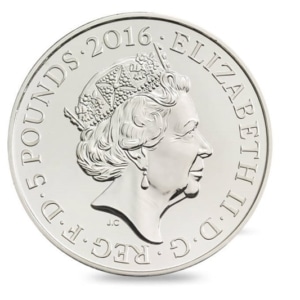 Image of the 2016 Queen's 90th Birthday £5 Coin