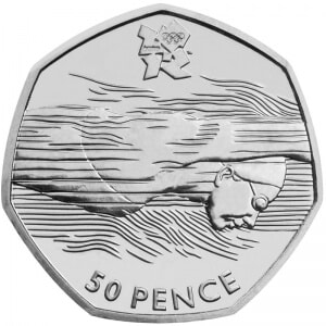 The Aquatics Olympic 50p Coin