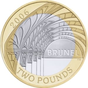 Reverse design of the Isambard Kingdom Brunel Paddington station coin