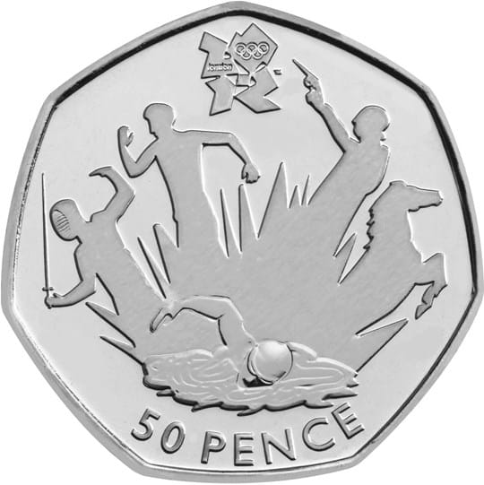 the Modern Pentathlon Olympic 50p coin