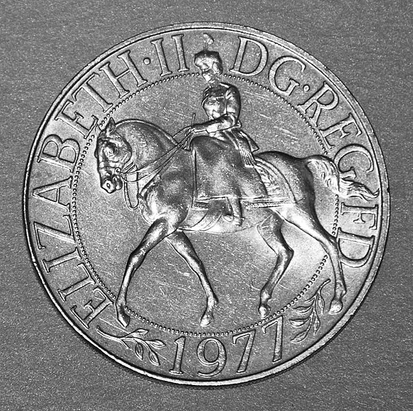 Obverse of the 1977 Silver Jubilee Crown