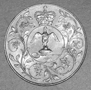 Reverse of the 1977 Silver jubilee Crown