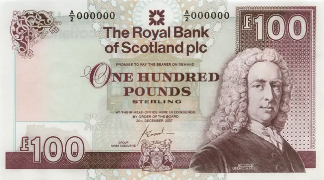 Scottish £100 note obverse design