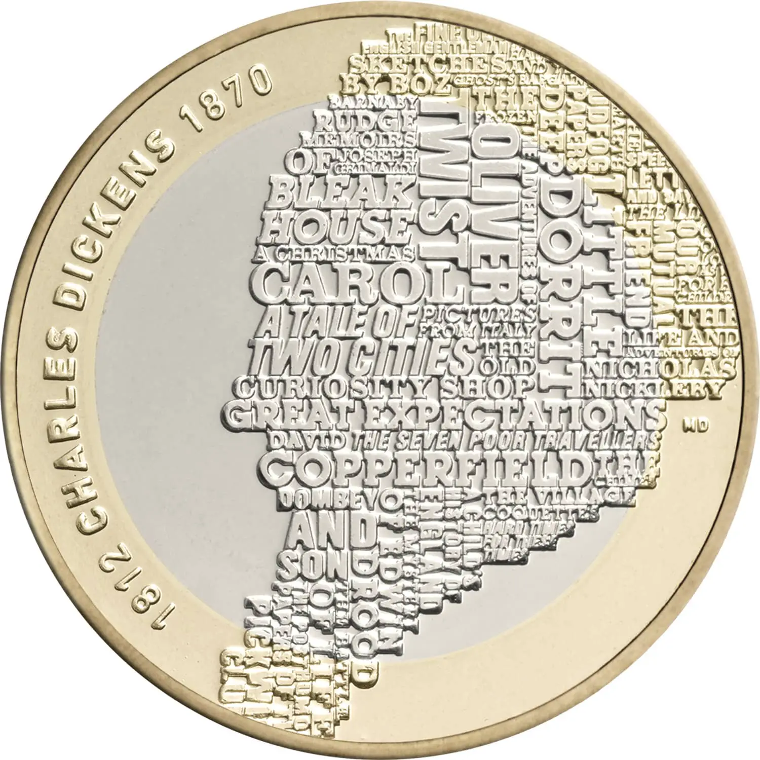 Design of the Charles Dickens £2 coin