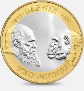 Charles Darwin £2 coin reverse design