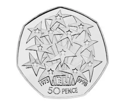 Obverse design of the 1998 EU 50p coin