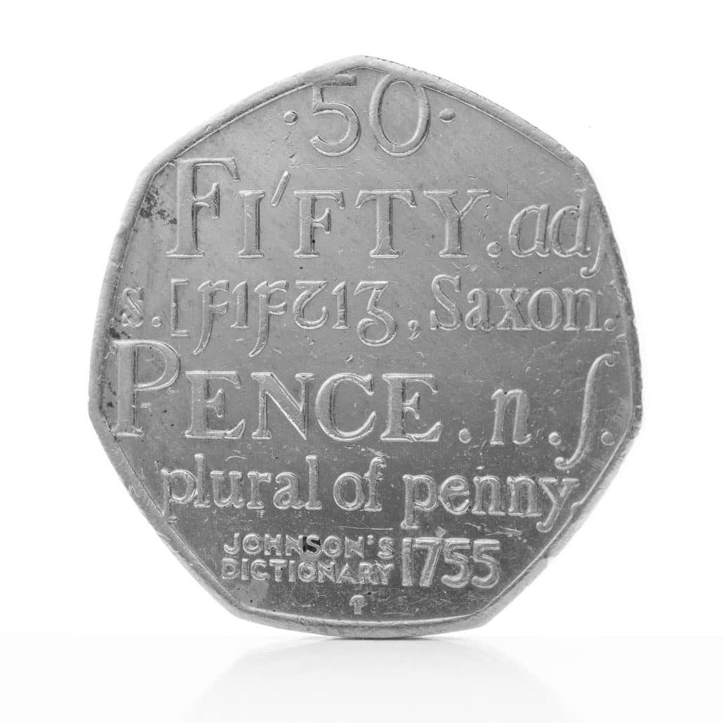 Dictionary 50p Design