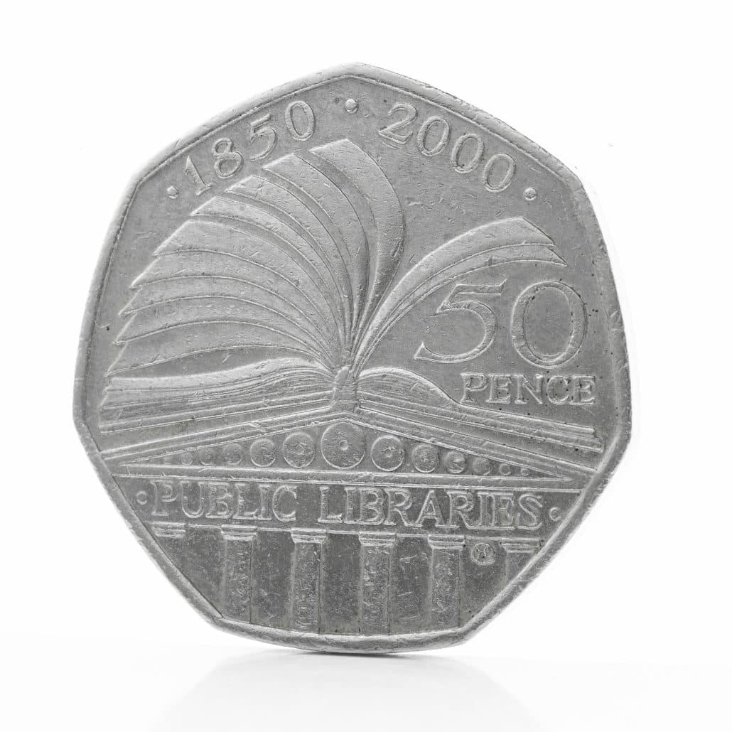 Public Libraries Act 50p Reverse Design