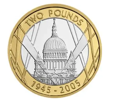 2005 World War 2 £2 coin Reverse Design