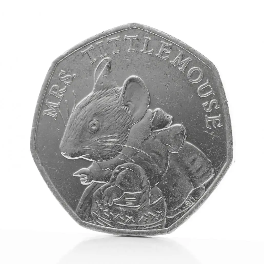 Mrs Tittlemouse 50p coin reverse design