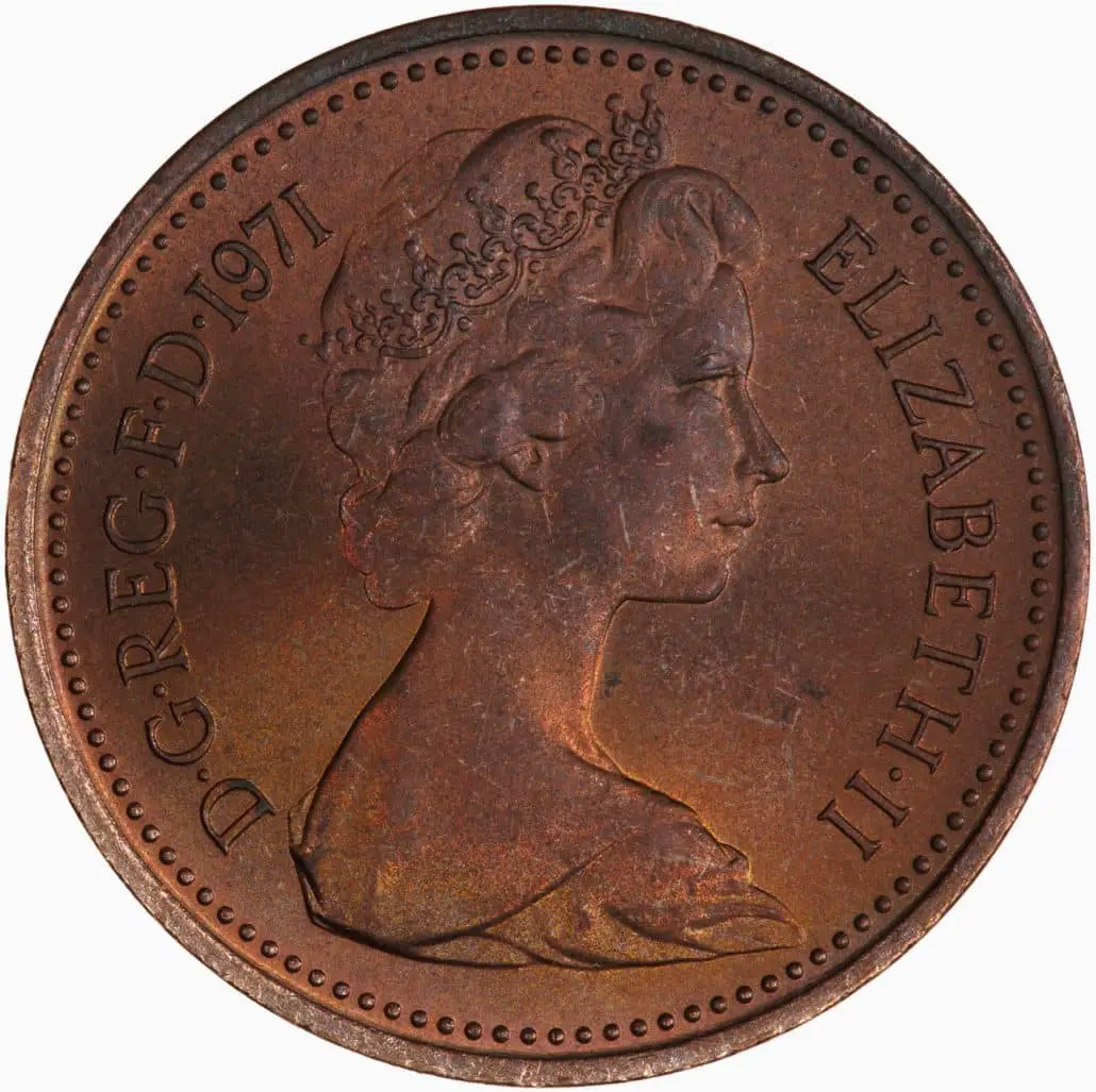 1971 one penny obverse design