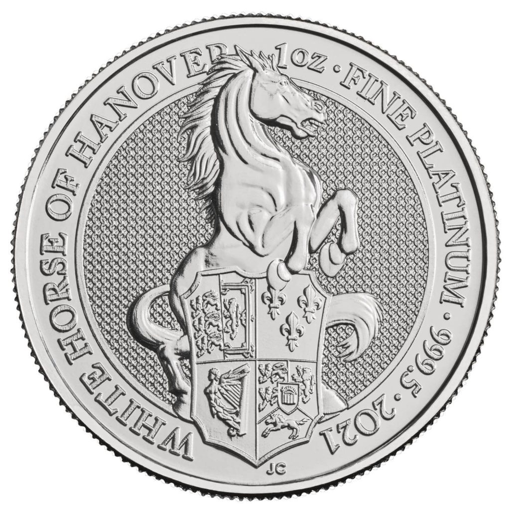 The Queen's Beasts 2021 White Horse of Hanover 1oz Platinum Bullion Coin reverse