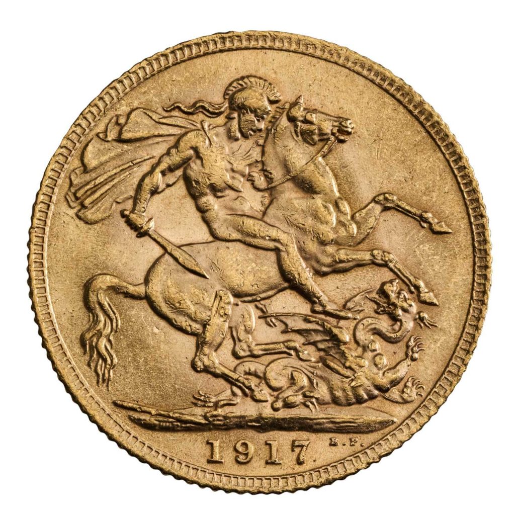 1917 George V Sovereign - London Mint reverse