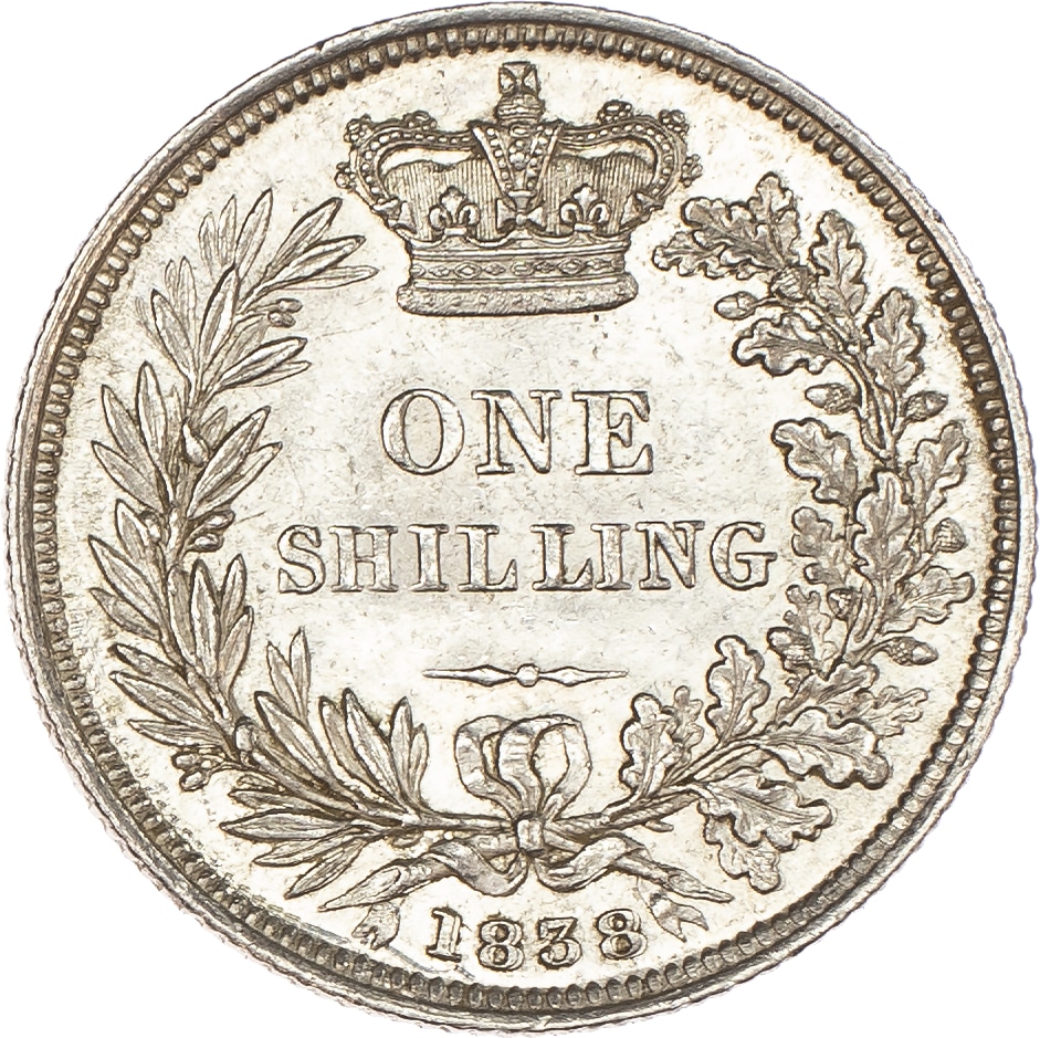 Queen Victoria one Shilling 1838 reverse