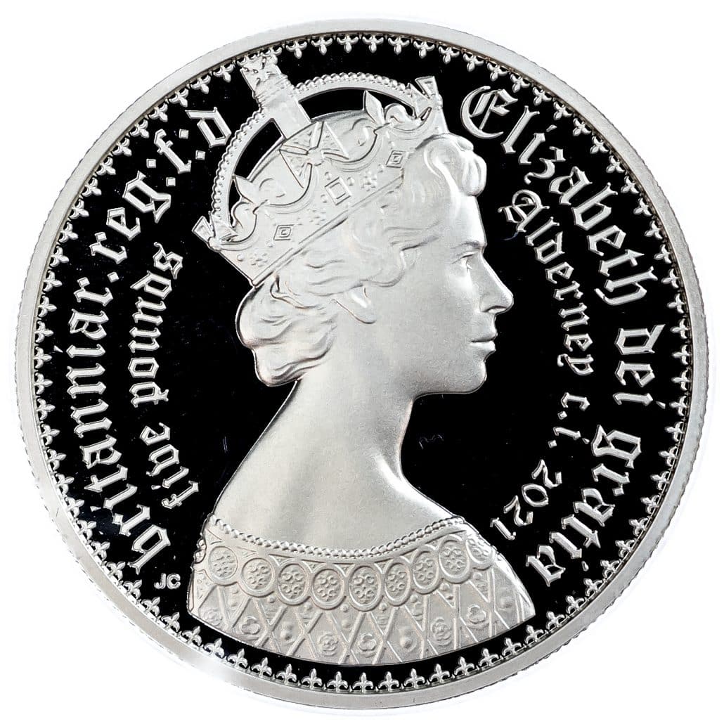 Queen Elizabeth - Alderney, Proof New Gothic Crown, 2021 obvserse