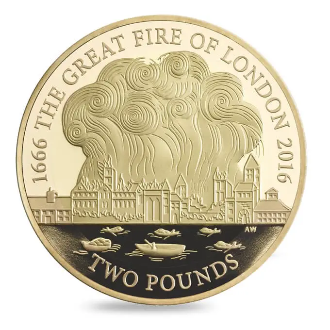 The Great Fire of London 2016 UK £2 Gold Proof