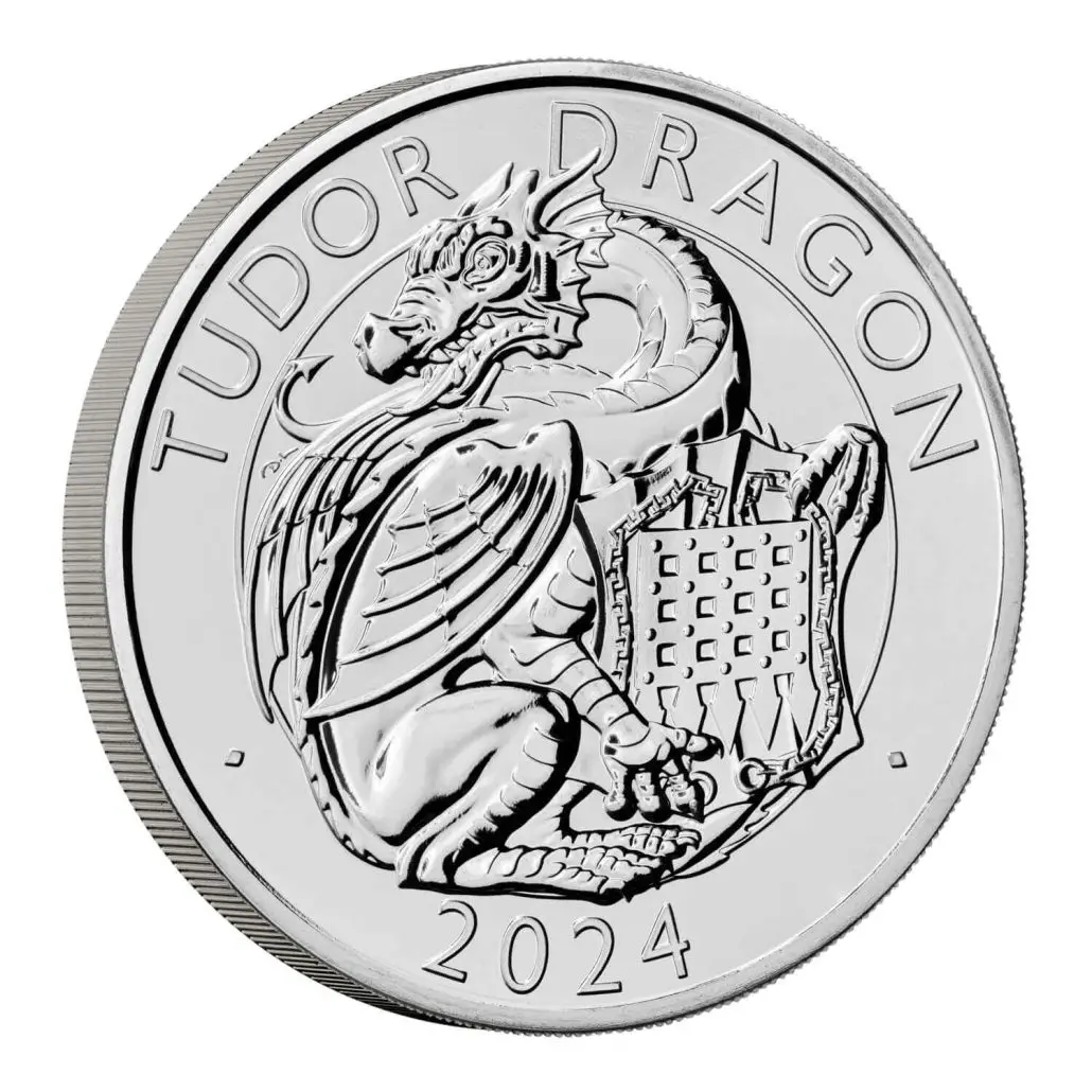 The Royal Tudor Beasts The Tudor Dragon 2024 UK £5 Brilliant Uncirculated Coin reverse