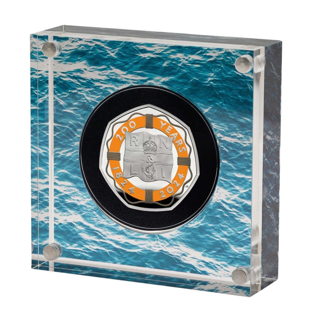 200 Years of the RNLI 2024 UK 50p Silver Proof Colour Coin - Acrylic box