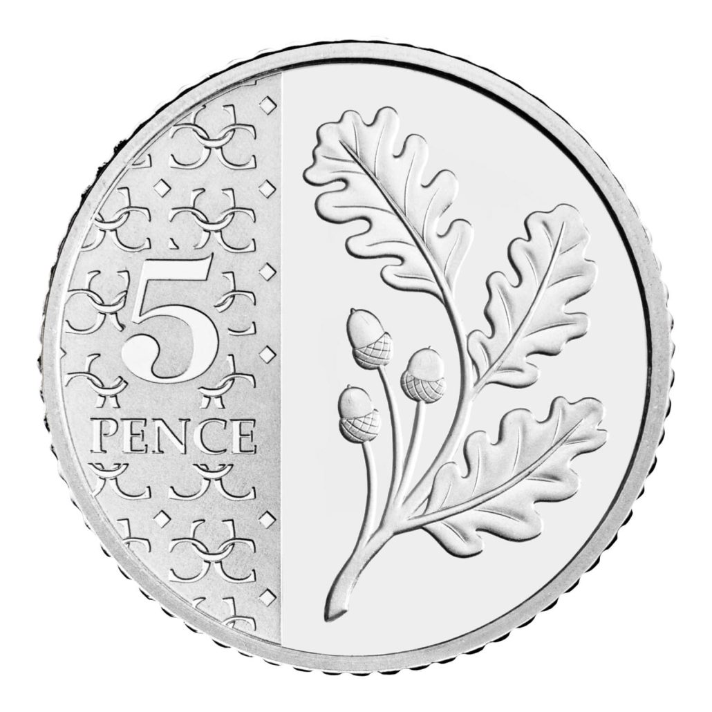 2024 5 pence reverse - New Definitive Coin Designs
