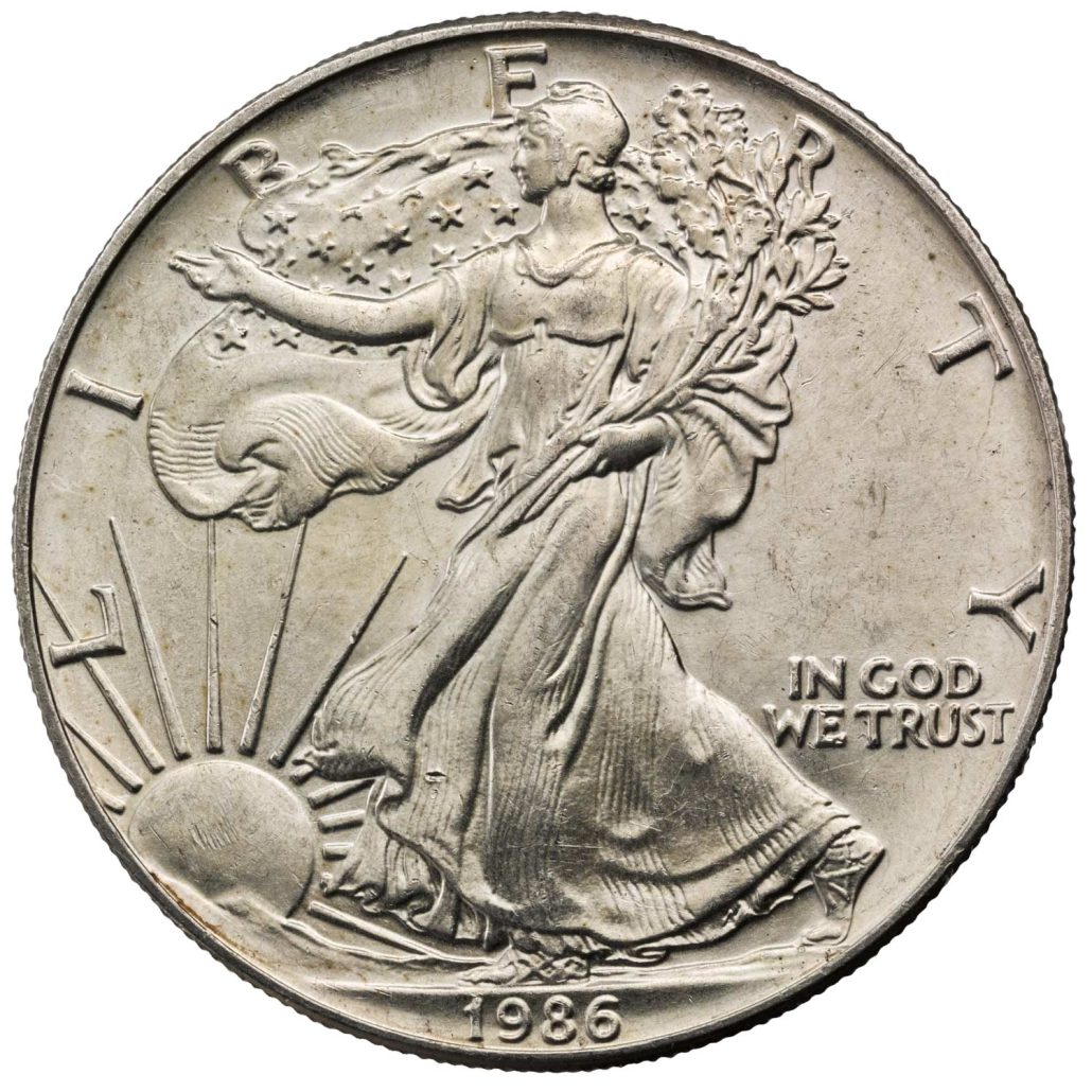 1986 US Silver Dollar obverse