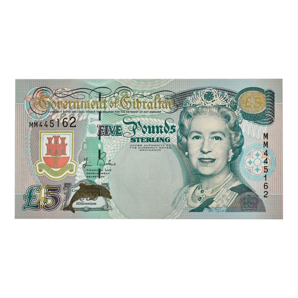 Queen Elizabeth II 2000 Gibraltar £5 Banknote obverse