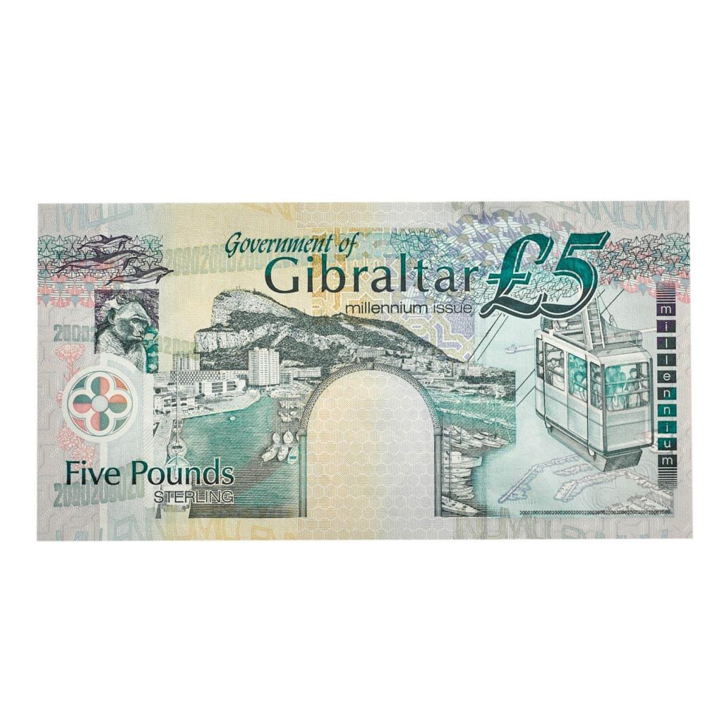 Queen Elizabeth II 2000 Gibraltar £5 Banknote reverse