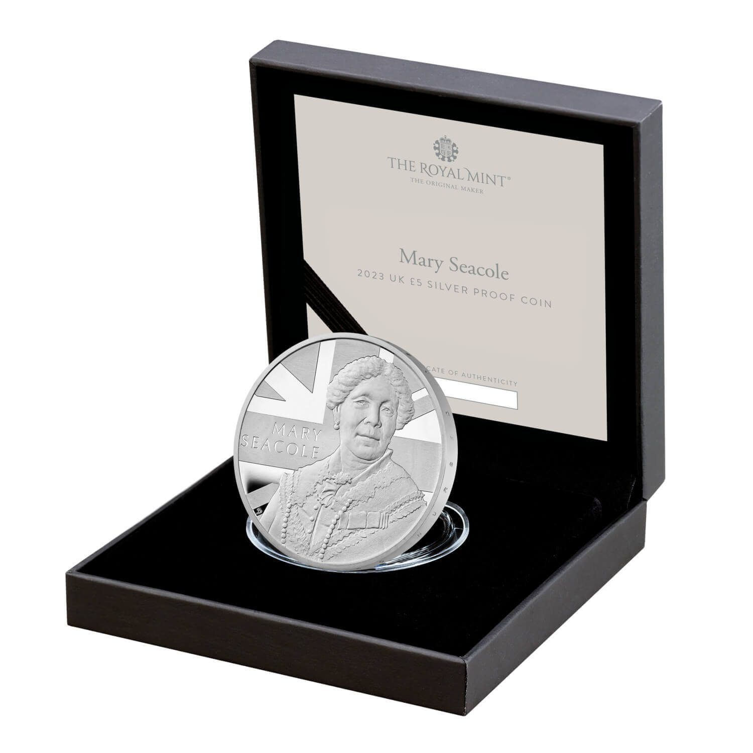 The Mary Seacole £5 Silver Proof Coin 2023 - coin case