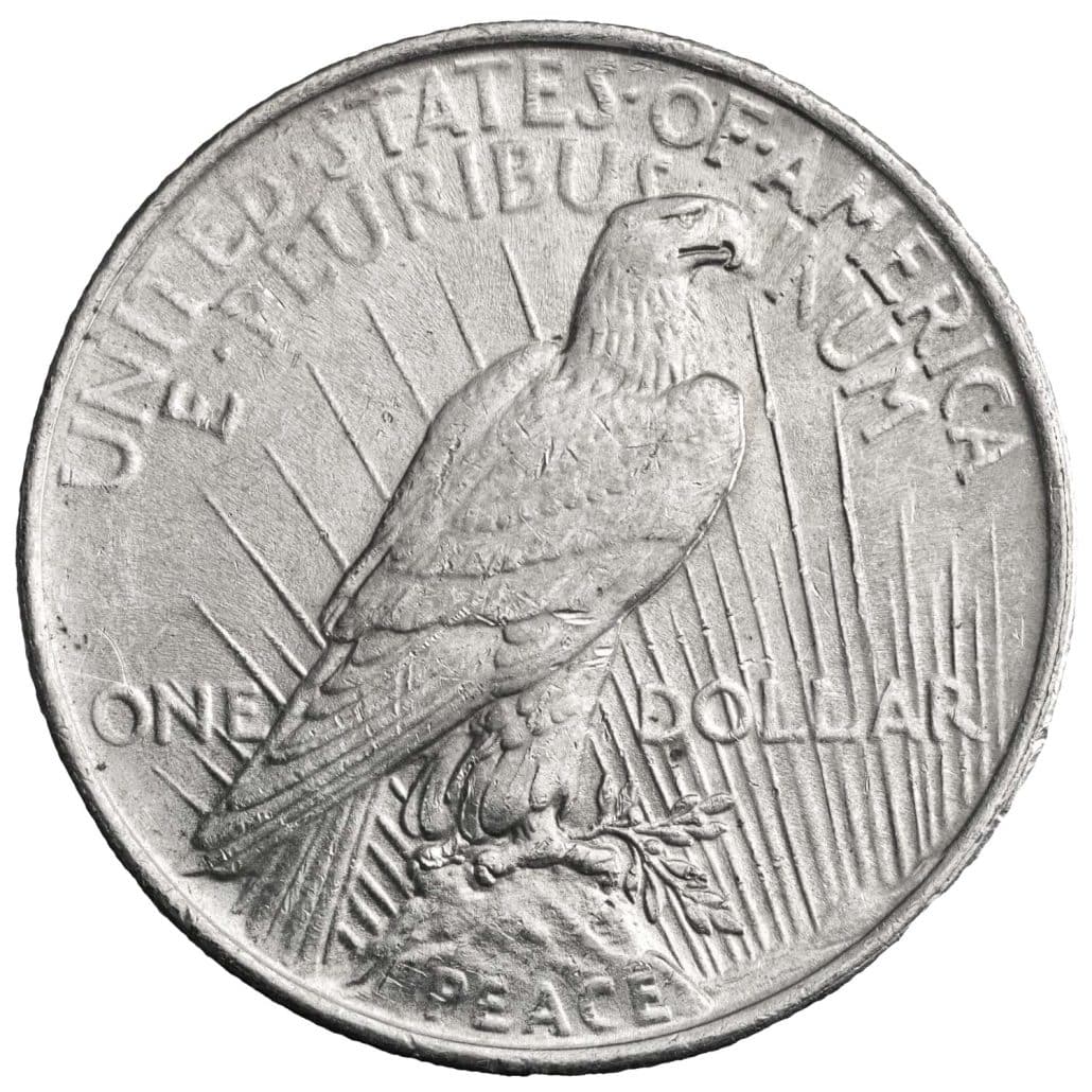 US Silver Peace Dollar reverse
