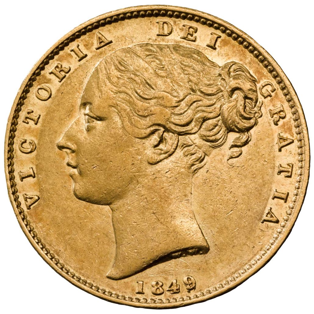 1849 Victoria Sovereign obverse