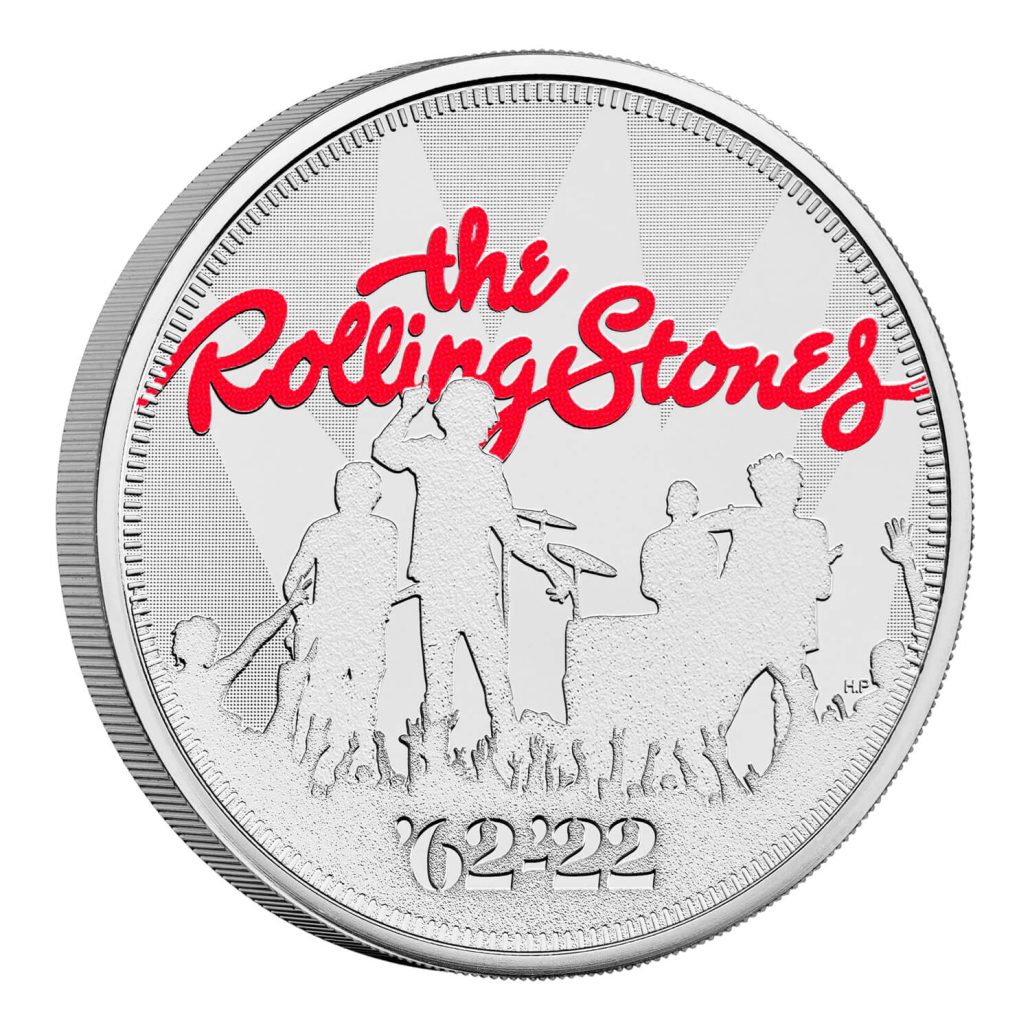 The Rolling Stones £5 2022 UK £5 Brilliant Uncirculated Colour Coin  reverse